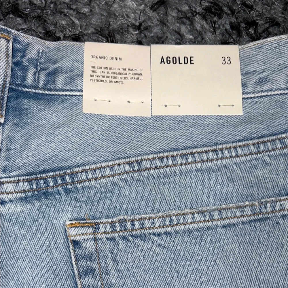 Agolde Parker Long Light Wash Button Fly Denim Shorts size 33 NWT - Picture 3 of 6